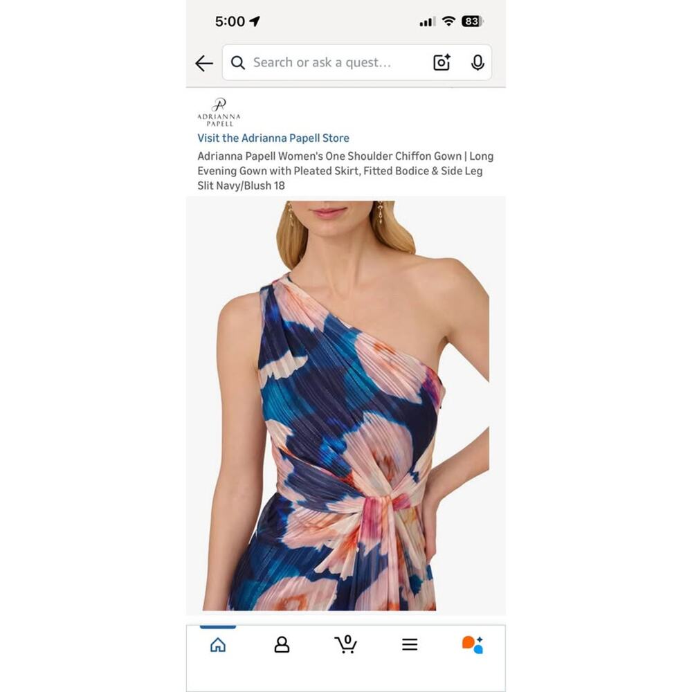 New One Shoulder Floral Chiffon Gown Size 8 - Picture 6 of 8